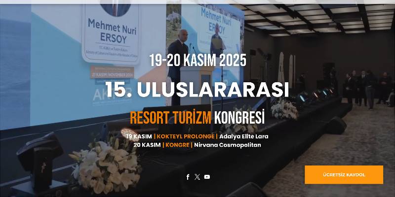 15. Uluslararası Resort Turizm Kongresi Programı Belli Oldu