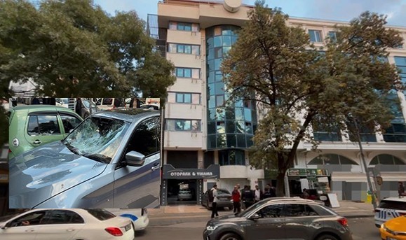 Otelde kalan kadın 6'ncı kattan otomobilin üzerine düştü