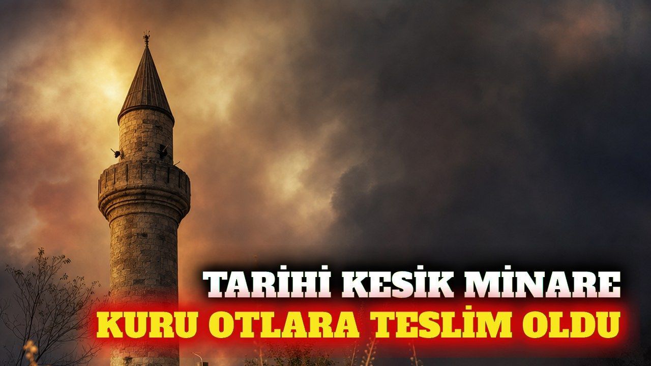 Kaleiçi'ndeki Kesik Minare'yi kuru otlar sardı