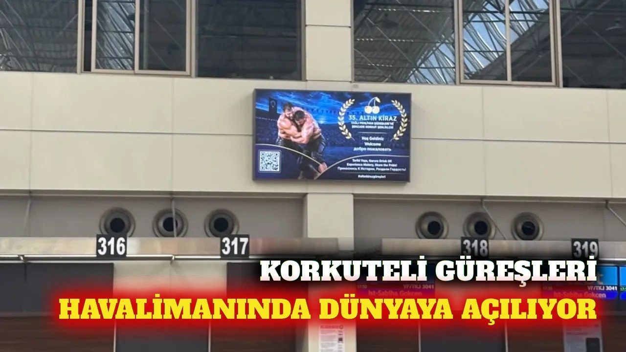 Korkuteli güreşleri Antalya Havalimanı'nda vitrine çıktı
