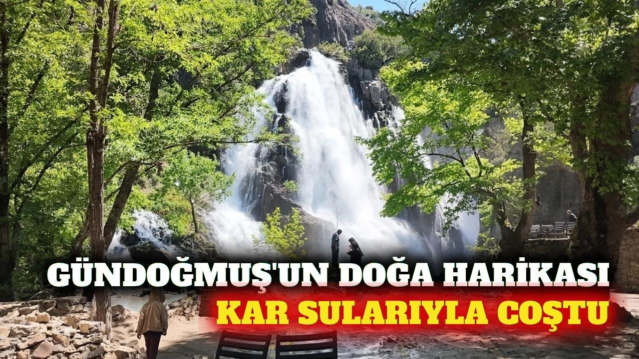 Gündoğmuş'taki Uçansu Şelalesi kar sularıyla coştu